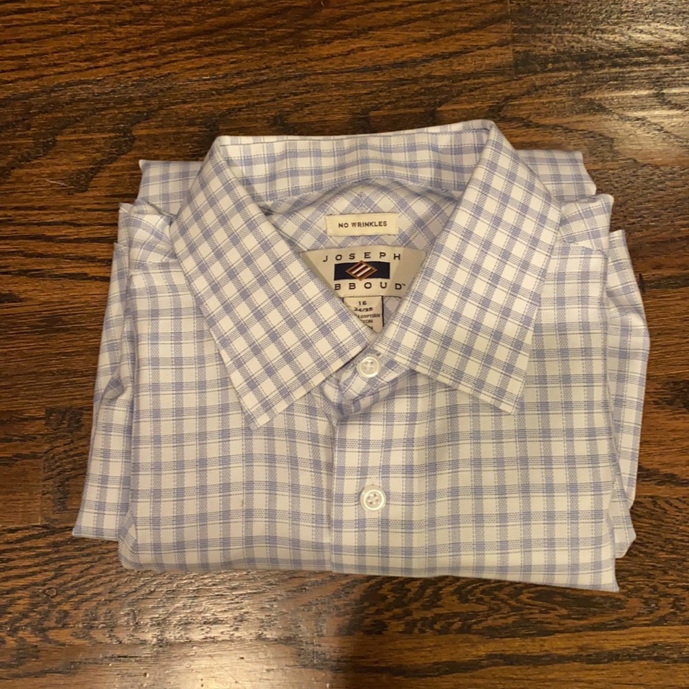 Men’s Blue and White Check Dress Shirt